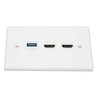 HD Multimedia Interface Ethernet USB Wall Plate 3 Port with