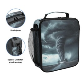 WEVIBOFU Black Tornado Lightning Road Lunch Box for Girls Boys Insulated Lunch Bag with Adjustable Shoulder Strap Kids Thermal Tote Bags Cooler School Travel Picnic