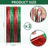 Ohiyoo Christmas Foil Fringe Curtains, 3 Pack 3.3 x 6.6