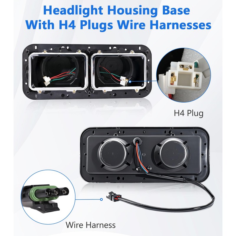 YUWUTF Headlight Housing Base with Wire Harness Compatible with Kenworth