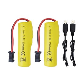sea jump New 2PCS 3.7V 1000mAh Li-ion Battery with 2PCS USB Charging Cable for TB202 TB201 TM201 TM202 TC141 DE35 DE38 DE40 DE50 RC Stunt Car Remote Control Toy Car RC Rollover Car Battery Parts