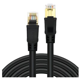 Anewhyl Cable Red Cat 8 Rj45 Sftp Ethernet 40gbps Negro 5 Metros excelente Rendimiento Y Estabilidad En La Conexión A Internet Incluye Clavos Y Cople Lo Que Facilita Su Instalación Y Extensión