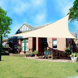 Greenbay Polyester Awning Breathable Shade Sail for Garden, Triangle, 2 x 2 x 2 m, UV Protection, Many Colours (Cream)