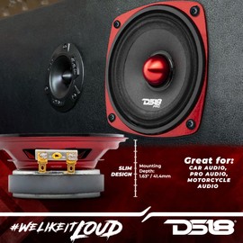 DS18 PRO-X4.4BMSL Car Speaker 4" Shallow Mid-Range Loudspeaker with Bullet 200 Watts Max Power 100 Watts RMS 4-Ohm - Boost Your Sound System’s Volume - 1 Speaker