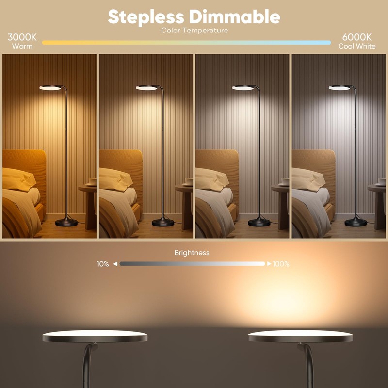 SIBRILLE 36W LED Floor Lamp, Super Bright Standing Lamp, Modern