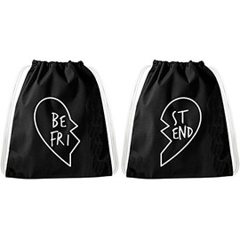 Gym Bag Set for Couples & Friends / 20 Designs / TeeKiki Gym Bag with Saying / Bag: Black / Backpack/Jute Bag/Sports Bag/Hipster/College Bag/Sports Bag Black