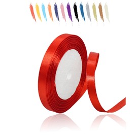 Red 10mm Satin Ribbon 23 Metres Polyester Ribbon Enhance Your Crafts and Celebrations Ideal for Gift Wrapping Decorations Wedding Car Ribbon Ribbons for Crafts
