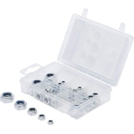 Kraftmann 88144 Assorted Self Locking Nut, Silver, Set of 53 Pieces