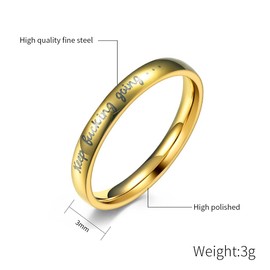 WOYNJI Stainless Steel Stackable Keep Fucking Going Inspirational Ring Encouragement Graduation Gift Gold Size 8