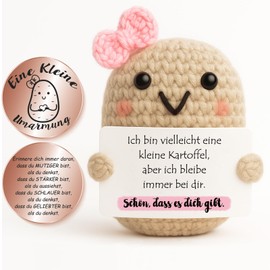 Tixlux Pocket Hug Positive Potato, Creative Knitting Wool Potato Doll and Small Hug Lucky Charm Rose Gold, Get Well, Courage Gift, Gifts for Women (Beautiful)