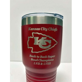 Kansas City Chiefs Back to Back Super Bowl Champions 30 oz polar travel tumbler