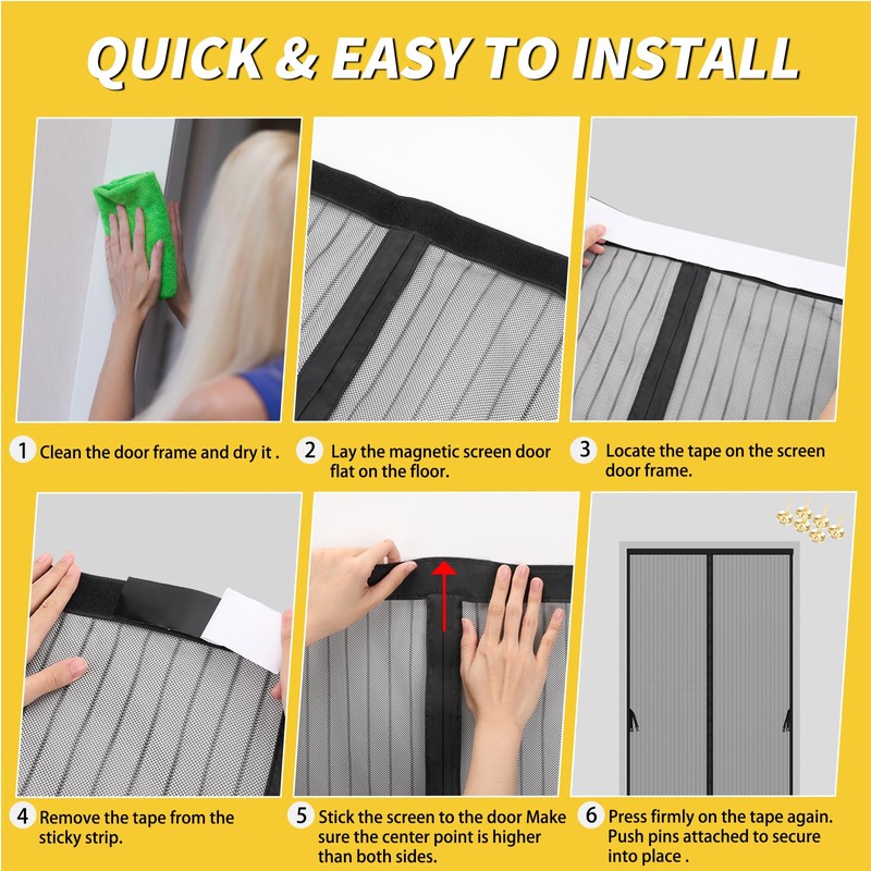 Magnetic Screen Door - Fit for Door Size:36 x 82