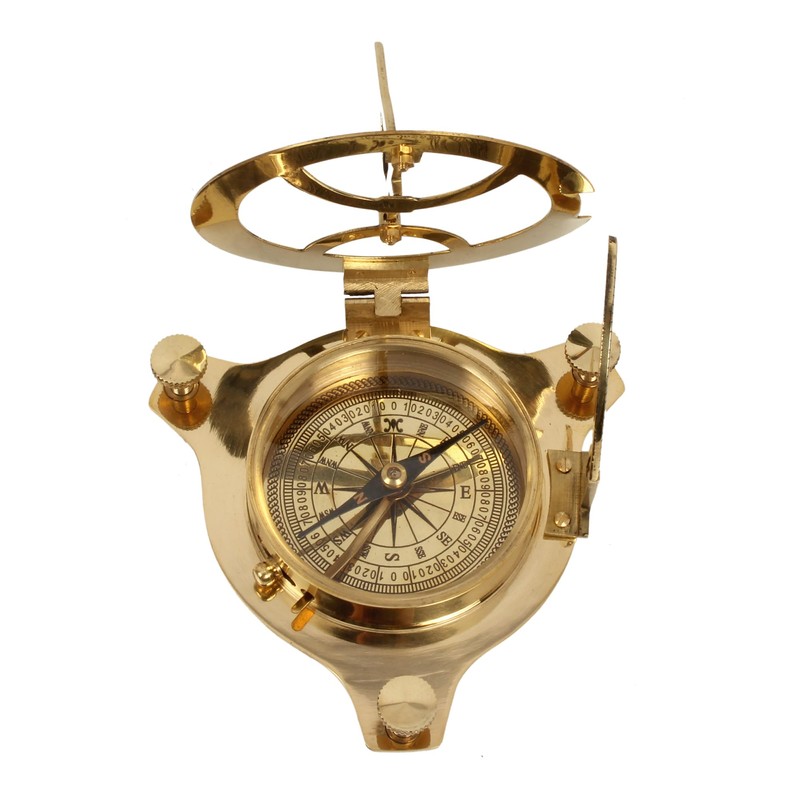 4" Handmade Solid Brass Sundial Compass – Fully Functional Nautical