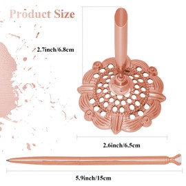 Bcxfbxd 2 Pcs Hollow Round Pen Holder with Diamond Metal Pen Stand Holder Set Signing Pen Set Signing Desk Ballpoint Pens for Guest Book Wedding Birthday Graduation Teacher Office Business (Rose Gold)