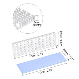 MECCANIXITY 2 Pack M.2 SSD Heatsink Cooler Alloy Aluminum Heat Sink with Mounting Screws Screwdriver Kit,1mm Thermal Pad, for Laptop, 70 * 22 * 6mm, Silver Tone
