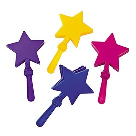 Fun Express Star Shaped Clappers Noisemaker Set – Vibrant Colorful Toys for Birthday Parties Celebrations and Events – Fun Interactive Noisemakers for All Ages – Perfect for Entertainment – 12 Pieces
