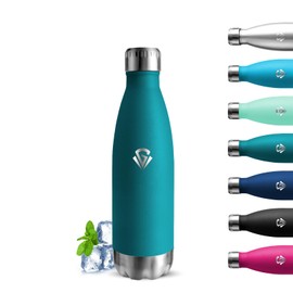 Grsta Stainless Steel Drinking Bottle, 500 ml Children's Drinking Bottle, BPA-Free, Leak-Proof, 24 Hours Cold & 12 Hours Warm, Metal Water Bottle for School, Travel, Camping, Office, Dark Green