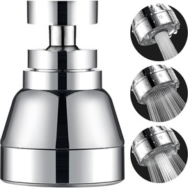 Cabezal rociador para grifo de cocina, latón macizo y acero inoxidable, aireador giratorio de 360 grados, 3 modos de flujo ajustables, refuerzo de alta presión, antisalpicaduras, fregadero de grifo de