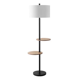 SAFAVIEH FLL4076A Lighting Kelsen 2-Shelf Matte Black 63-inch (LED Bulb Included) Floor Lamp