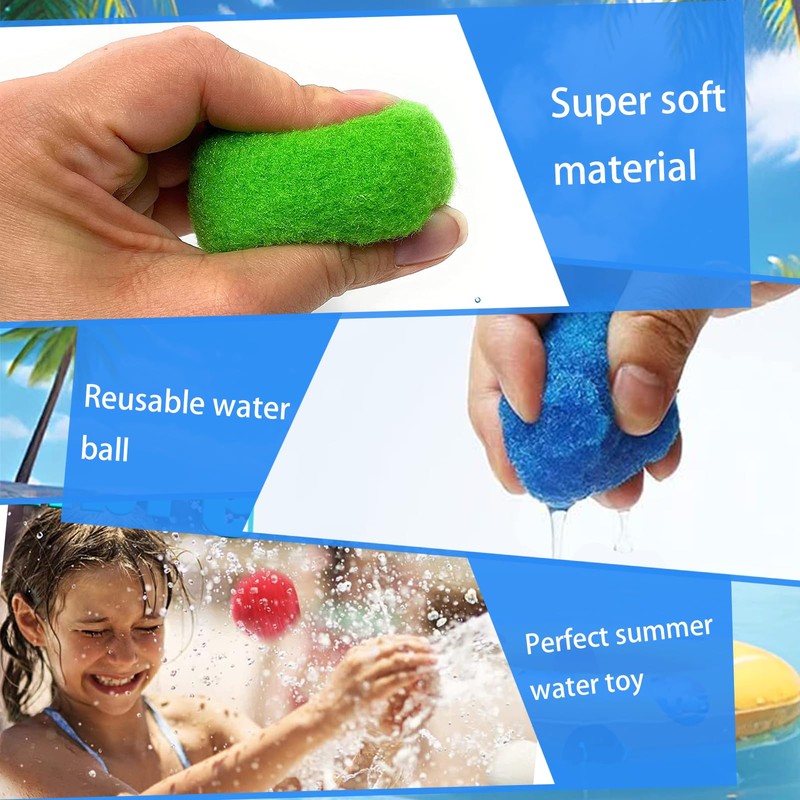 XIEXIESHER 30 Reusable Water Balls, 30/40/50 Splash Balls, 5 cm,
