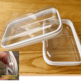 Pack of 2 Transparent Hard Shell Storage Boxes with Zip, Transparent Cosmetic Bag, Waterproof & Stackable, Clear Toiletry Bag for Travel, Makeup, Toys & Organisation, 20 x 12 x 5 cm
