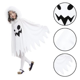 Formemory Halloween Cosplay Costume, Children's Costume, Ghost, Ghost, Transformation Cape, Poncho Cape, Hooded, Girl, Cute, Theater, Stage, School Festival (M)