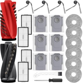 24 Stück Zubehör für Roborock Saros 10R Saugroboter, 2 Hauptbürste, 6 Staubbeutel, 6 Wischpads, 4 HEPA Filter, 4 Seitenbürsten, 1 Reinigungsbürste, 1 Schraubendreher