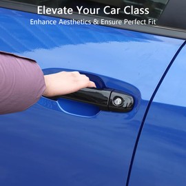 Treesiche Crosstrek Exterior Door Handle Trim Covers Compatible with Crosstrek 2023-2025，WRX 2022-2025,ABS Car Door Handle Protector Cover(with Smart Hole - Glossy Black)