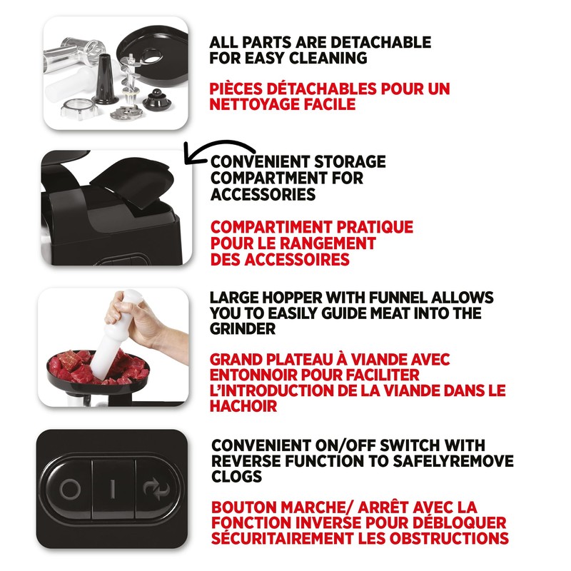 Starfrit Electric Meat Grinder - Two Stainless Steel Grinding Plates