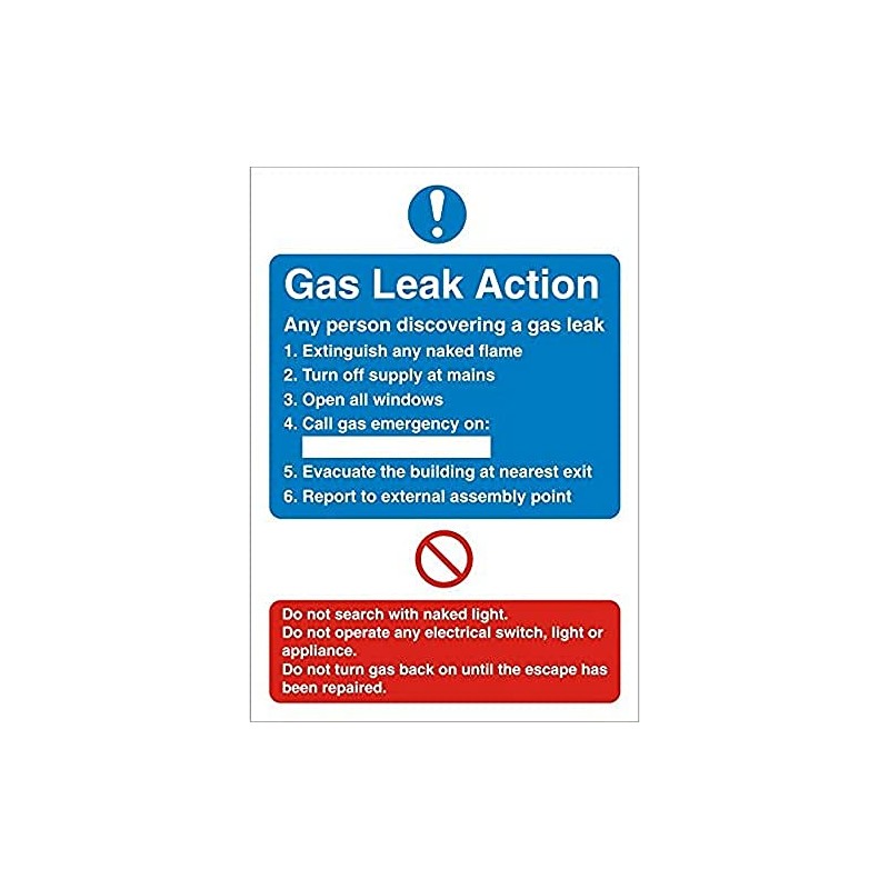 Seco Gas Leak Action Sign, 150mm x 200mm - 1mm