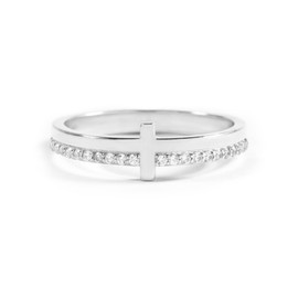 STORYJEWELLERY Cross Rings for Women, Purity Ring, Christian Jewelry for Women, Sterling Silver Promise Rings for Women Non Tarnish, Eternity Band Rings, Faith Rings, Stackable Rings, Wedding Bands,