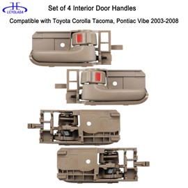 Lcyolada - Juego de 4 manijas de puerta interiores compatibles con Toyota Corolla 2003-2008, Toyota Tacoma 2005-2015, Pontiac Vibe 2003-2008, delantero y trasero, beige
