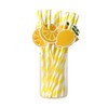Lemon Biodegradable Paper Straws，Lemon Birthday Party Striped Decorative Straws -