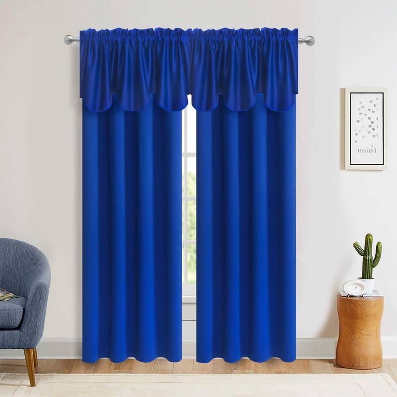 Aquazolax Rod Pocket Scalloped Valances for Windows Blackout Drapery Solid