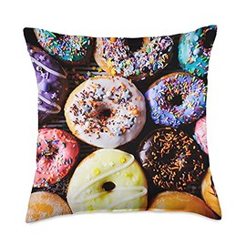 Carpe Cranium Donuts (Frosted Sugar Euphoria) Throw Pillow, 18x18, Multicolor