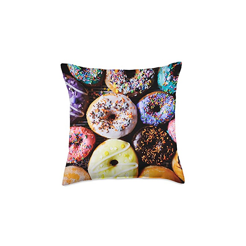 Carpe Cranium Donuts (Frosted Sugar Euphoria) Throw Pillow, 18x18, Multicolor