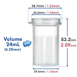 Maymom Water Tight Sample Vials, Bottle, Cup, for Small Parts, Beads; Air Tight; Prescription Bottle, Rx Vial (24 mL)
