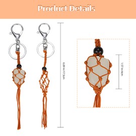 WEWAYSMILE 4Pcs Empty Crystal Keychain Holder Stone Crystal Holder Nylon Woven Crystal Cage Key Holder Unique Crystal Keychain Crystal Cage Keychain Holder