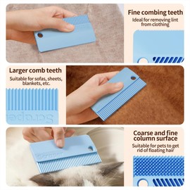 Lint Removal Tool, Reusable Pet Hair Remover Brush for Clothes, Lint and Fur Remover, Portable, Multi-Surface Soft Plastic Fur Removal Tool (1, Blue)