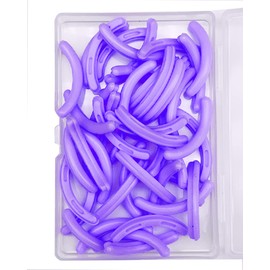 Jeufond 80 pcs Eyelash Curler Refills, Eyelash Curler Pads, Silicone Rubber Universal Eye lash Curler Replacement Refills with Clear Storage Box (Purple)