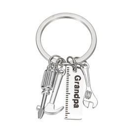 PATIKIL Grandpa Keychain, Funny Key Chain Gifts from Son for Birthday Father's Day Thanksgiving Christmas Gifts, Grandpa Ruler Style, Silver
