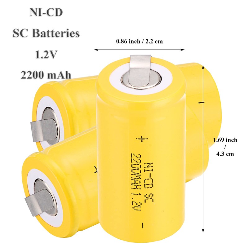 Odstore Ni-Cd Rechargeable Battery Sub C SC Batteries, 1.2V 2200