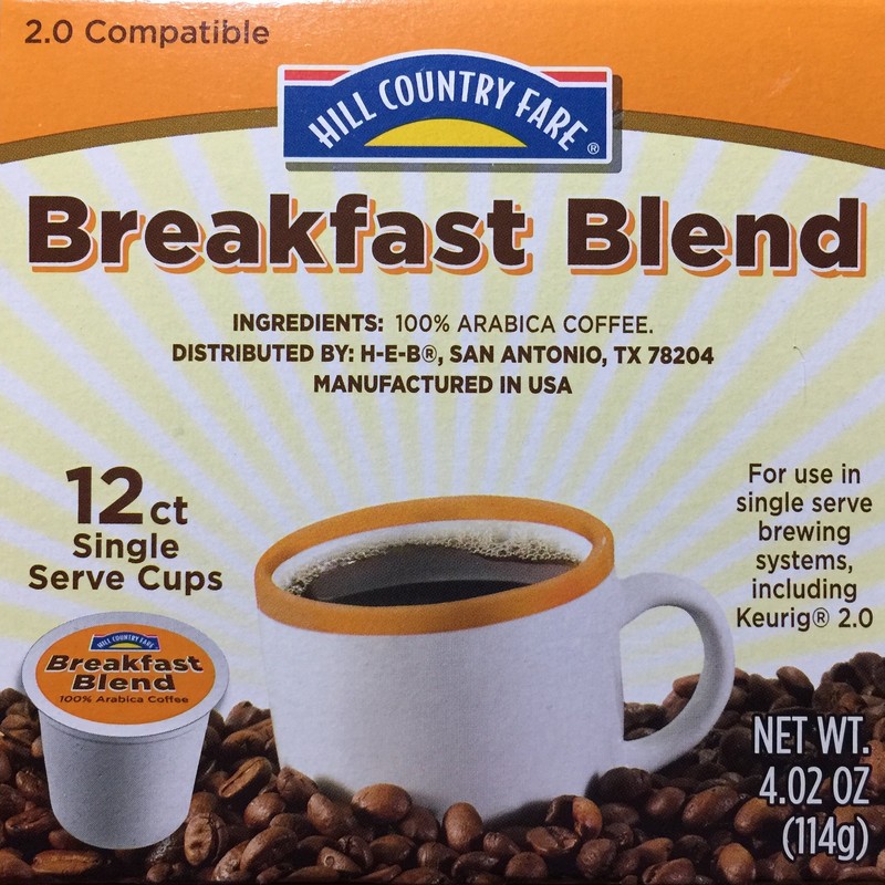 Hill Country Fare Breakfast Blend Single Serve Coffee Cups, 12