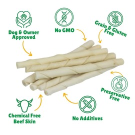 Lucky Premium Treats Plain Rawhide Sticks – All-Natural Rawhide Dog Treats for Small Dogs, Gluten Free Premium Small Dog Treats (60 Chews)