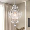 FLSFU Modern Mini Chandelier,White Retro Crystal Light Fixtures Ceiling Mount