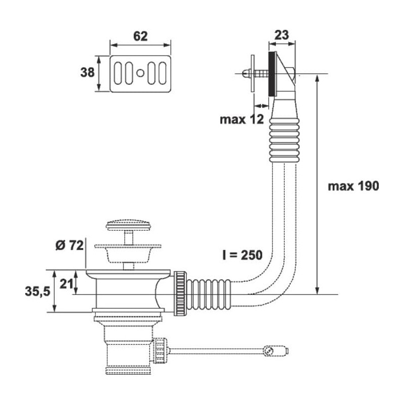 Valentin Überlaufgarnitur für quadratische Ablagen