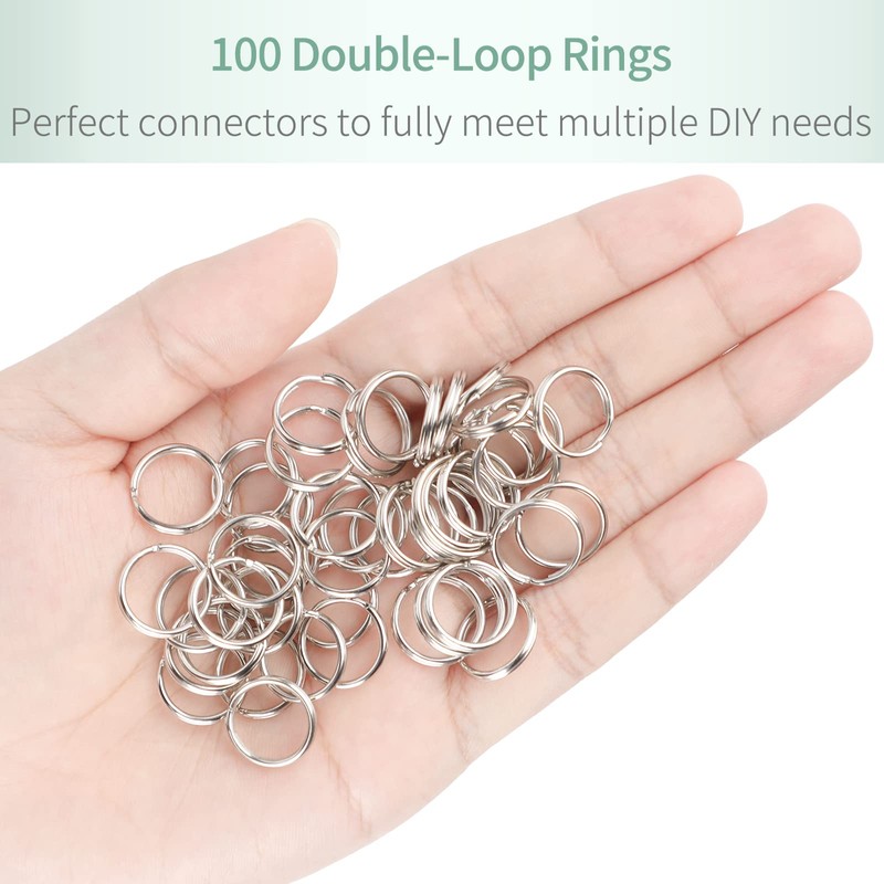 Uniclife 100 Pack 15mm Mini Split Jump Ring with Double