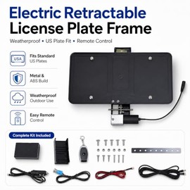 Marco de Matrícula Eléctrica, Soporte Retráctil a Prueba de Intemperie para Matrícula de Coche Estadounidense para Vehículos Eléctricos, Control Remot