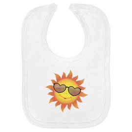 Azeeda 'Happy Sun With Sunglasses' Soft Cotton Baby Bib (BI00064457)