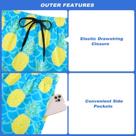 Cozople Swim Trunks with Compression Liner Funny Pineapple Print Bathing Suit with Boxer Brief Lined Swimming Shorts Summer Quick Dry Swim Shorts L